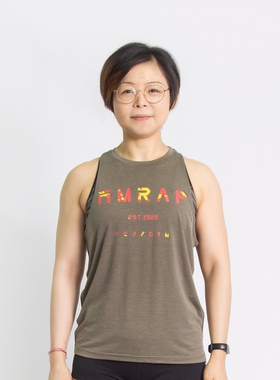 AMRAP国庆长款女子训练T恤CrossFit健身瑜伽背心弹性运动透气休闲