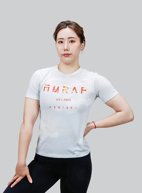 AMRAP国旗款女子修身款训练T恤运动健身瑜伽跑步弹性排汗修腰休闲