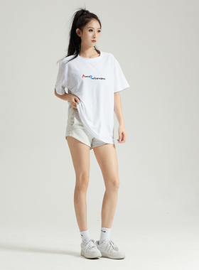AMRAP男女同款刺绣休闲运动Tee2023春季新款纯色训练服圆领百搭