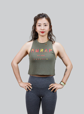 AMRAP国庆短款女子训练T恤CrossFit健身瑜伽背心弹性运动透气休闲