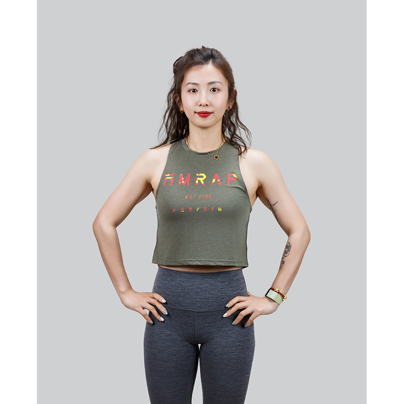 AMRAP国庆短款子训练T恤CrossFit健身瑜伽背心弹性运动透气休闲