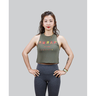 AMRAP国庆短款子训练T恤CrossFit健身瑜伽背心弹性运动透气休闲