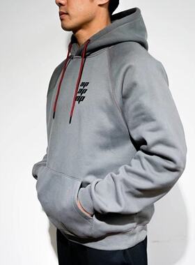 AMRAP春秋季健身训练服灰色连帽卫衣套头男士宽松加绒加厚外套