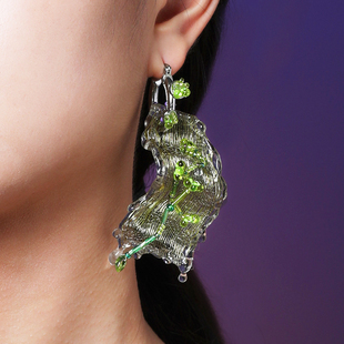 ATRIAL SENSING小众设计荧光绿时尚大耳环轻奢高级感夸张耳饰