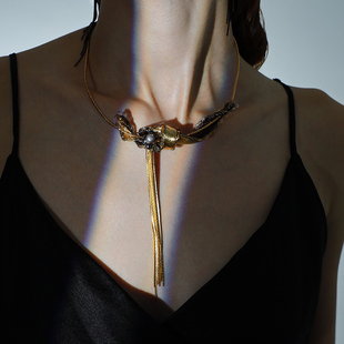 【新品】ATRIAL SENSING黑金系列高档轻奢流苏项链小众设计师颈饰