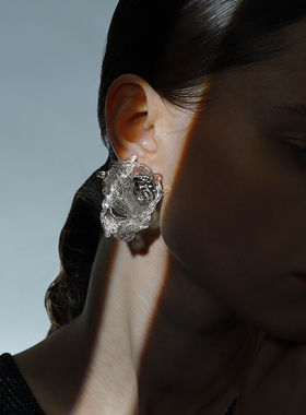 【新品】ATRIAL SENSING设计师款银色大旋涡耳钉小众轻奢夸张耳环