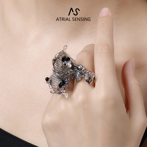 原创设计师品牌小众潮酷黑色戒指