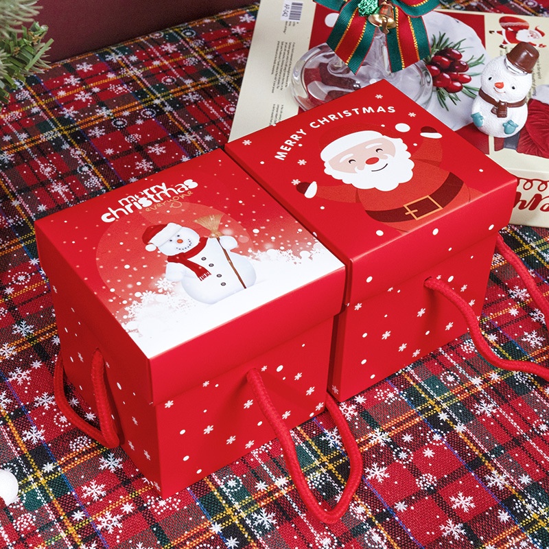 红色平安果包装盒圣诞节苹果盒白卡纸手提小盒子方形礼物盒厂家