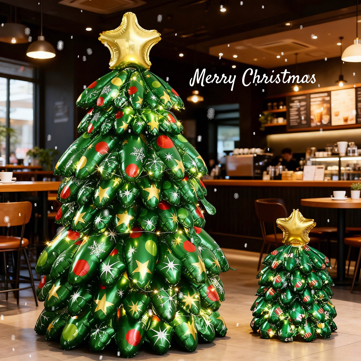 2025圣诞节立体充气圣诞树装饰品氛围感店铺主题场景布置拍照道具