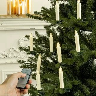 雪杉圣诞遥控定时仿真LED电子蜡烛夹子圣诞树挂件婚礼派对氛围灯