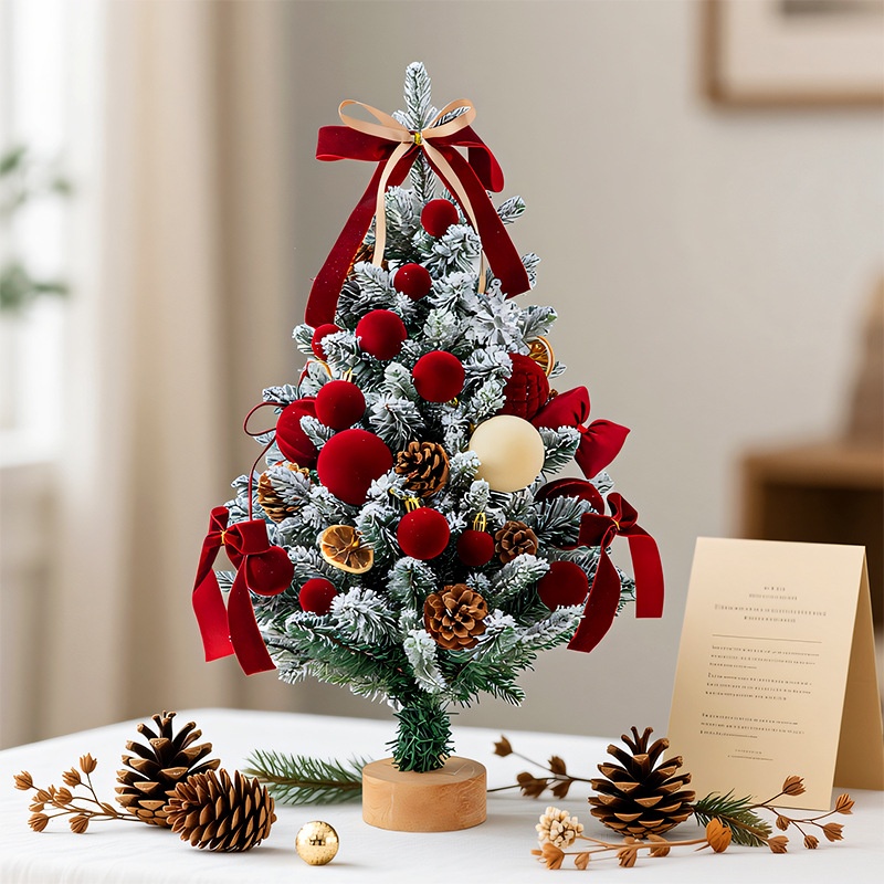 迷你小圣诞树家用手工diy氛围场景布置摆件圣诞节装饰品ins风桌面