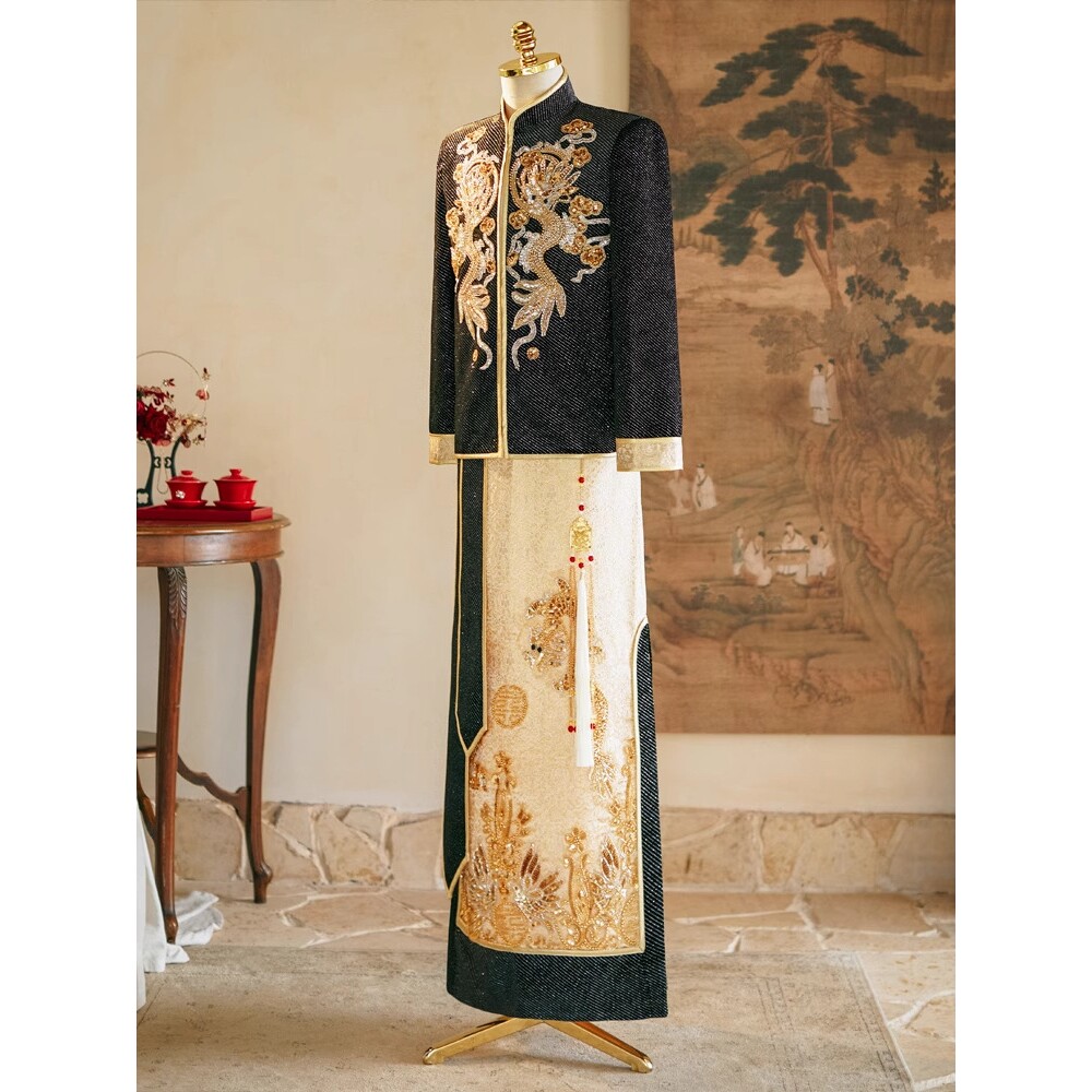 唐装男士秀禾服新郎敬酒服结婚中式礼服男生接亲龙凤褂汉服新中式