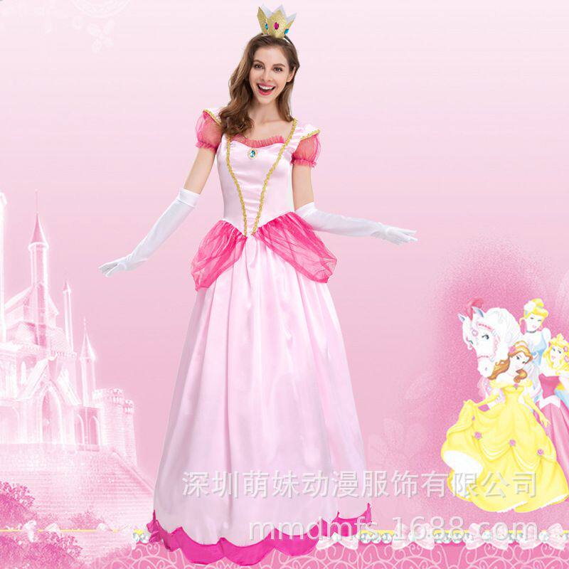 2025新款马里奥 碧琪公主pink pricess舞台装 粉色派对女王装礼服