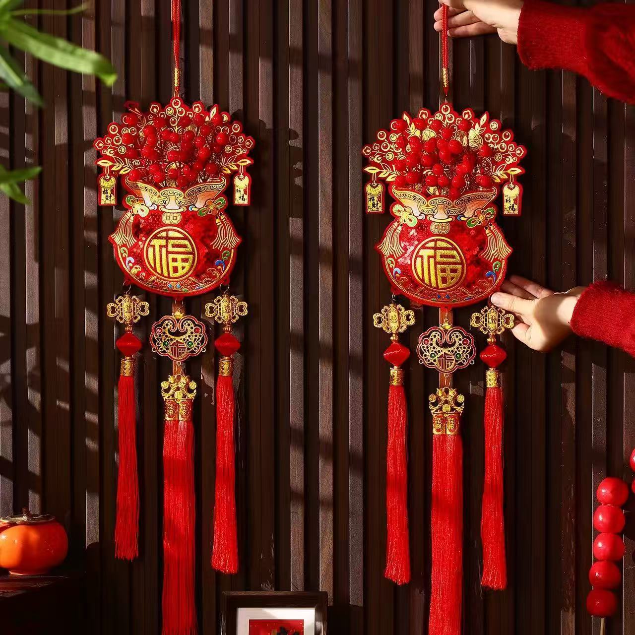 宫灯之乡河北藁城2026新年装饰福字挂件新款红果福包新居室内门挂