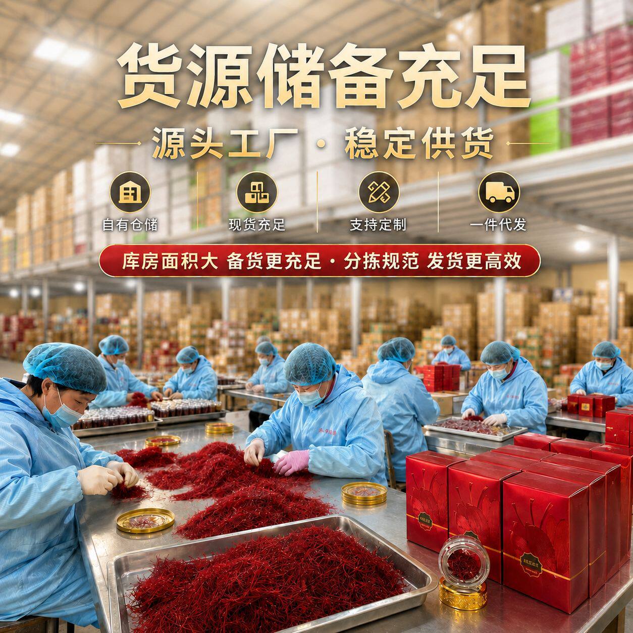 藏红花德艺褔金罐1/3/5g厂家药材西红花礼品红花代发即食中药