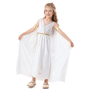 2025年新款复古埃及女神儿童舞台表演服希腊神话自由女神披肩长裙