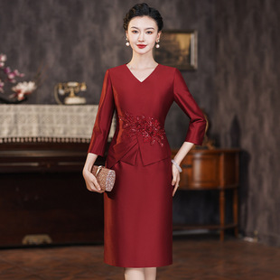 中 假两件红色优雅气质连衣裙年轻款 御创国际喜庆用品2024春装 新品