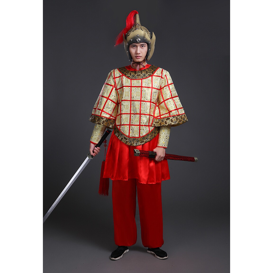 古装汉服男古代将军统领盔甲铠甲元帅武将唐朝花木兰演出服装