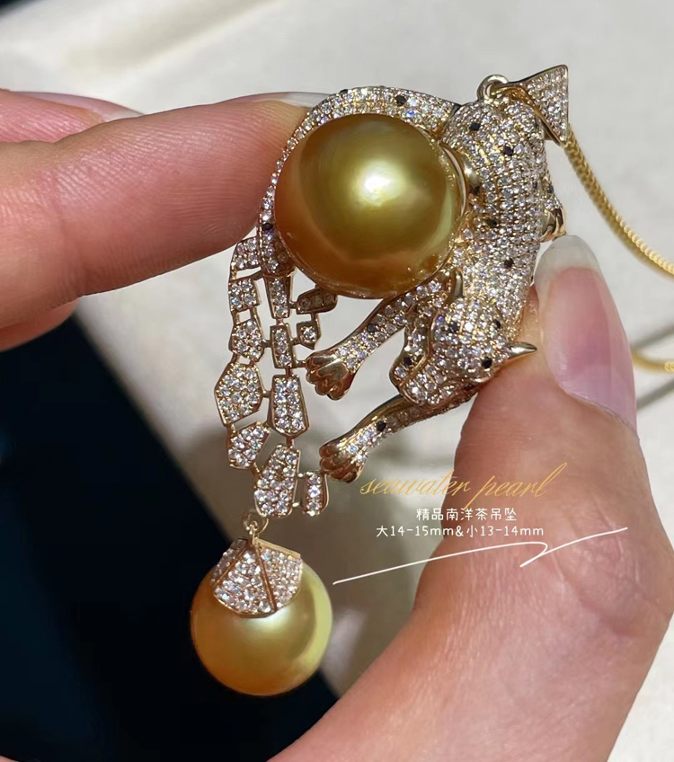 精品系列南洋金珠吊坠金重8.02g 钻石d0.86ct 祖母绿珠子13-14mm