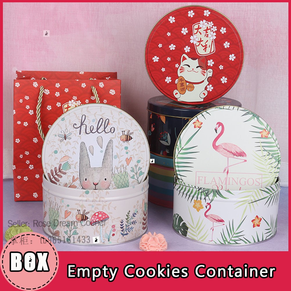 empty cookies container packaging box round biscuitcandy tin