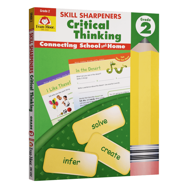 Evan-Moor Skill Sharpeners Critical Thinking Grade 2 进口加州教辅 英文原版 二年级批判性思维 小学生英语课外家庭练习册