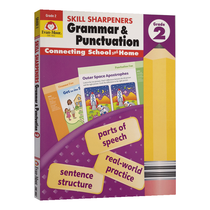 Skill Sharpeners Grammar and Punctuation Grade 2 二年级语法标点技巧英文原版教材 小学生课外家庭练习册 Evan Moor