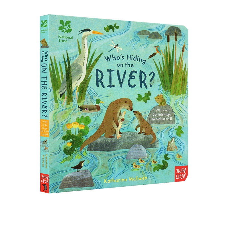 英文原版 National Trust Whos Hiding On The River 谁躲在河里 纸板趣味翻翻书 河流野生动物 儿童启蒙早教科普绘本 大嘴鸟