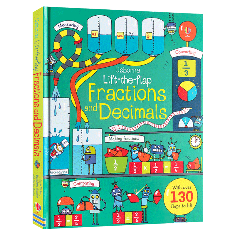 英文原版 分数和小数翻翻书 英文原版绘本 UsborneLift The Flap Fractions and Decimals 尤斯伯恩 儿童早教数学知识科普学习书籍