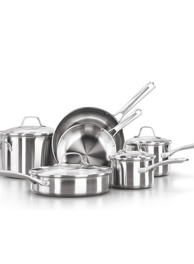 美国代购Calphalon Pots and Pans Set 3层复合不锈钢锅具6件套