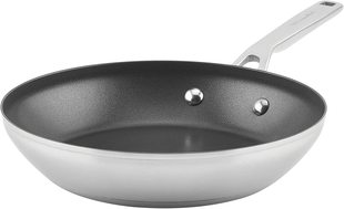 9.5英寸 3层底层拉丝不锈钢不粘炒锅平底锅 美国代购 KitchenAid