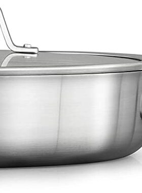 美国代购Calphalon Premier 不锈钢炒锅带盖3层复合结构5夸脱