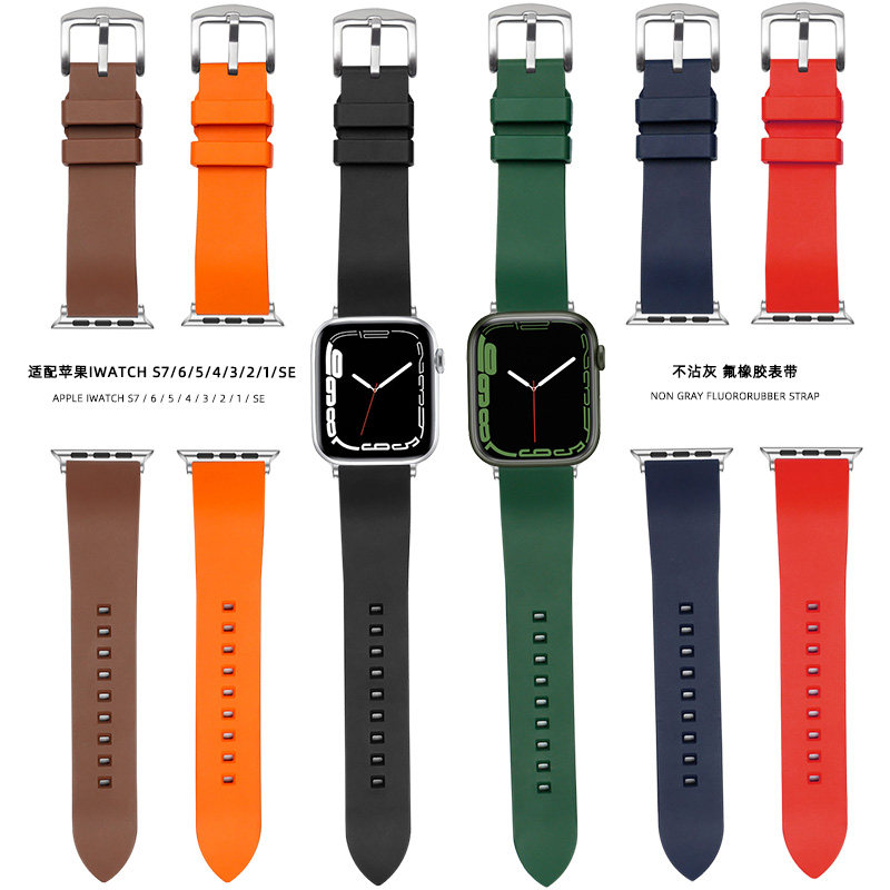 适用iwatch s7手表橡胶表带苹果applewatch7/6/54321代SE运动型全新品硅胶防水透气潮牌男士轻奢42/44/45mm