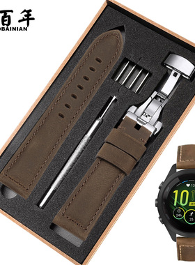 适用Garmin佳明Forerunner245/245M/645M/255/265M/955/965真皮表带Vivoactive3/Venu2/Venu3手表带男女新款