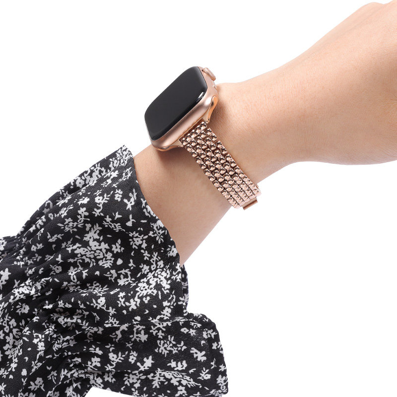 适用iwatch9苹果手表女41/45mm表带applewatch8/7/6/5/4/3代6SE新款简约细钢带 金属不锈钢手表带38/40/44mm