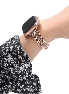 适用iwatch9苹果手表女41/45mm表带applewatch8/7/6/5/4/3代6SE新款简约细钢带 金属不锈钢手表带38/40/44mm
