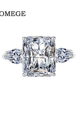 BAOGEME S925银莫桑石雷迪恩切戒指5 克拉豪华超闪异形钻女戒