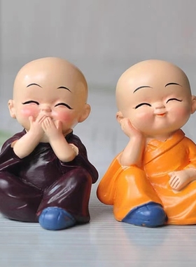 可爱四不一休小和尚摆件不看不闻不听不动禅意迷你一禅花盆装饰品