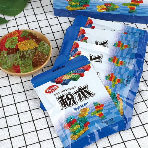 乐潮积木软糖水果拼图软糖乐高qq糖果味零食糖果4d积木玩具橡皮糖