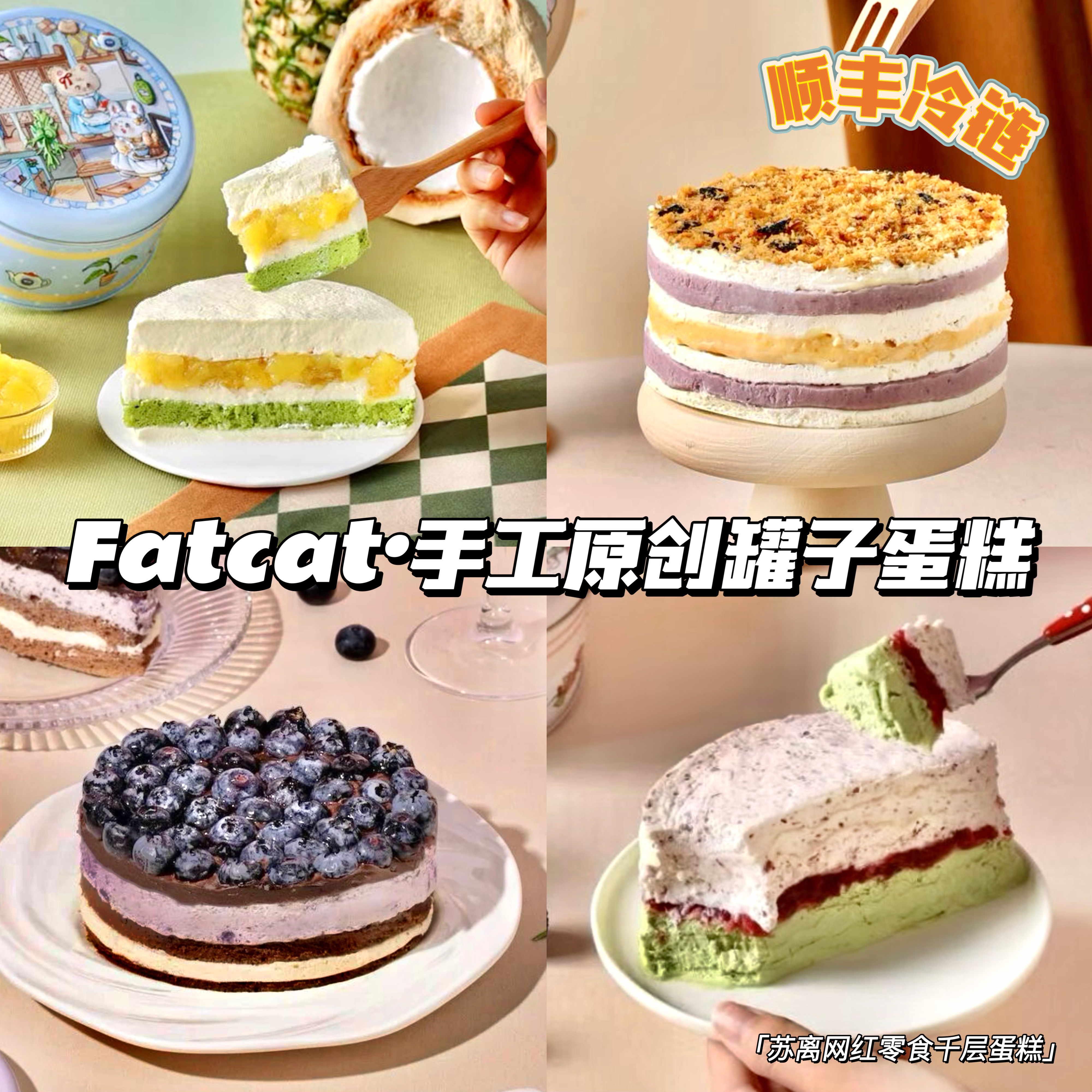 Fatcat椰椰斑斓凤梨榴莲桑葚蓝莓可可抹茶泰茶罐子蛋糕樱桃马卡龙