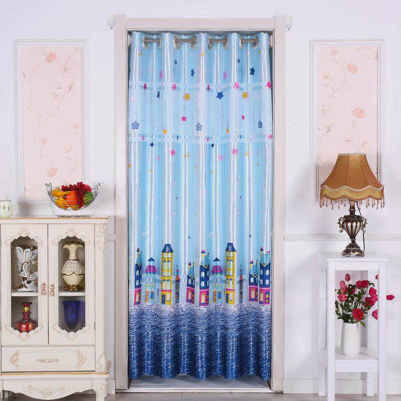 门帘布艺遮光帘隔断帘免打孔空调帘卧室客厅装饰长款挡风布帘家用