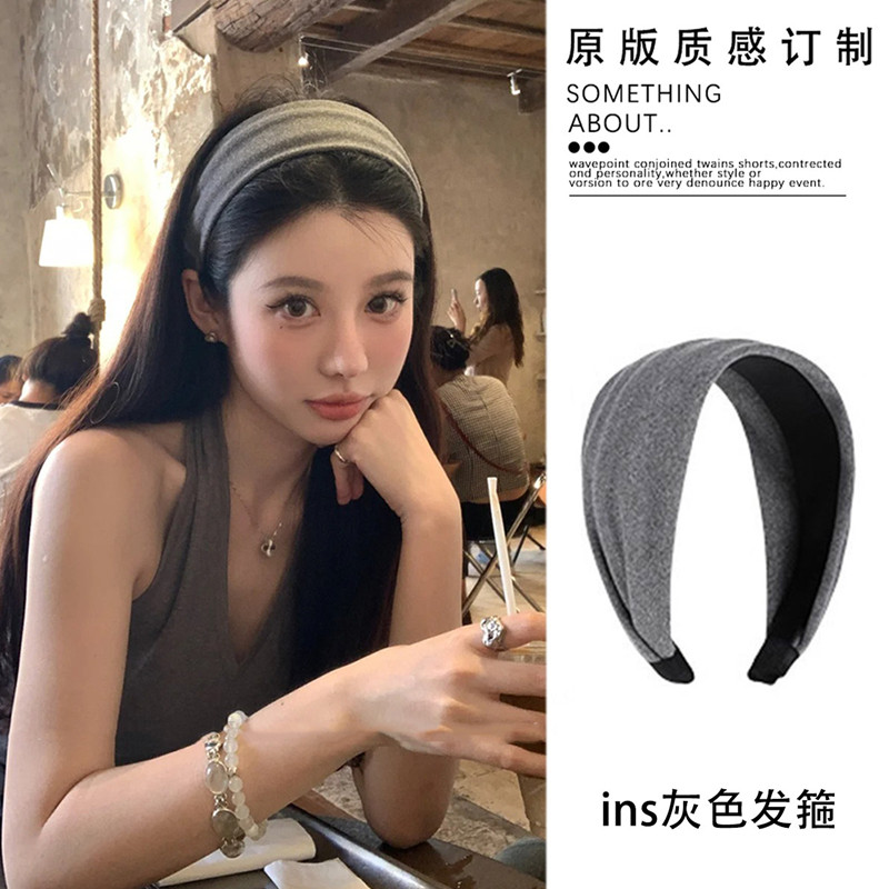 ins灰色发箍女2026新款高级感发卡高颅顶宽边头箍女款发带式头饰