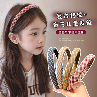 秋冬美拉德高级感毛呢格子细发箍女新款洗脸头箍气质外出百搭发箍