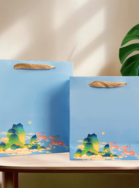 牛皮纸手提袋通用小清新简约红色茶叶礼品袋手提纸袋高档定制印刷