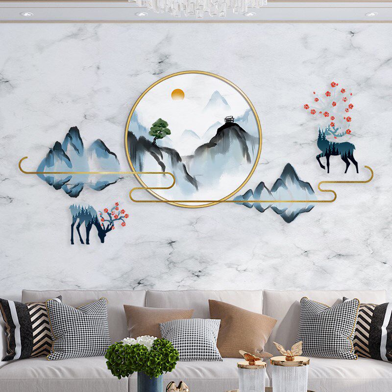 3d立体中国风墙贴纸自粘墙贴客厅电视卧室餐厅背景墙面装饰品贴画