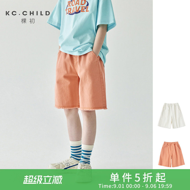 棵初纯色全棉休闲牛仔短裤图片
