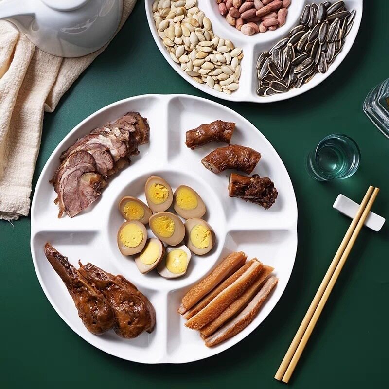 卤水盘饭店用拼盘五格盘卤菜商用凉菜分格餐盘陶瓷新款多格一体厂