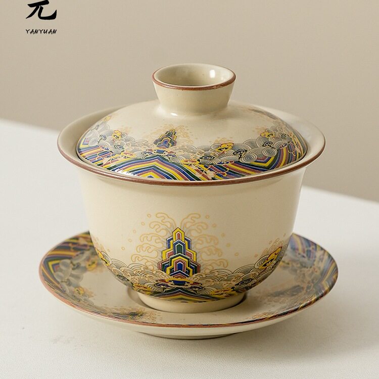 2025新款汝窑悬停三才盖碗茶杯单个陶瓷功夫泡茶碗带盖小茶具