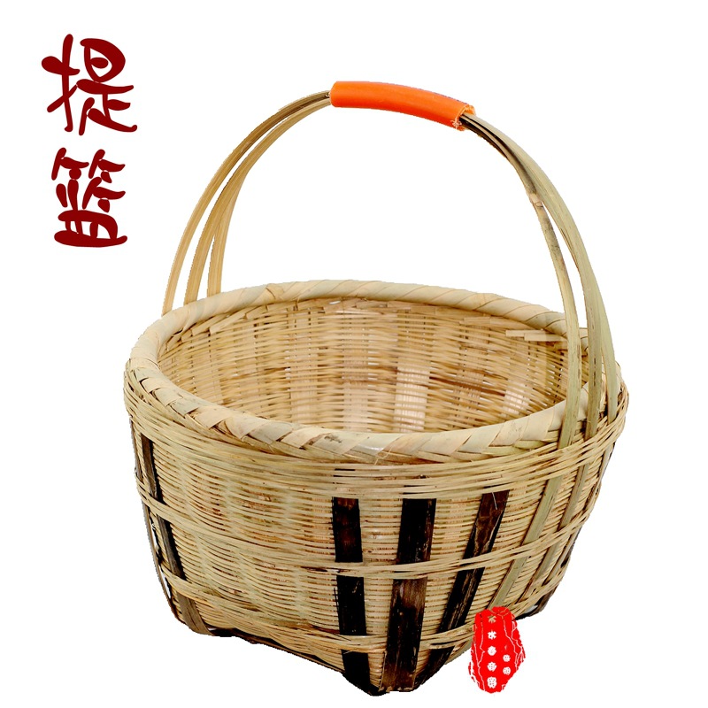 竹编制品收纳筐购物篮提篮果篮竹制品竹篮提蓝提篼跳舞篮子纯手工