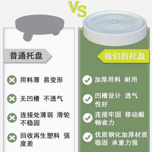加厚带轮花盆托盘移动底座圆形塑料底托万向轮接水盘