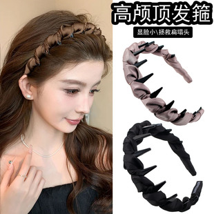 黑色高颅顶气质发箍女款带齿反戴蓬松头箍新款高级感日常外戴发卡